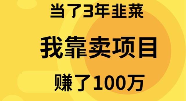 当了3年韭菜，我靠卖项目赚了100万_金轩项目库