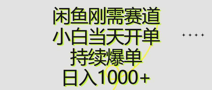 闲鱼刚需赛道，小白当天开单，持续爆单，日入1000+_金轩项目库