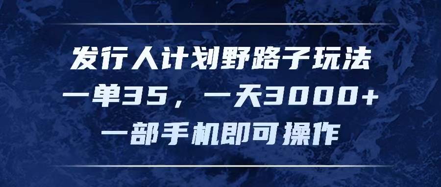 发行人计划野路子玩法，一单35，一天3000+，一部手机即可操作_金轩项目库