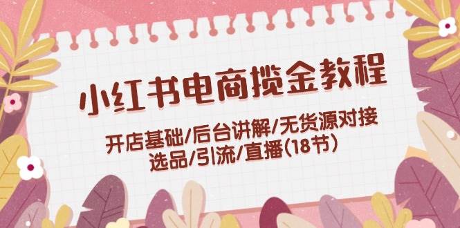 小红书电商揽金教程：开店基础/后台讲解/无货源对接/选品/引流/直播(18节)_金轩项目库