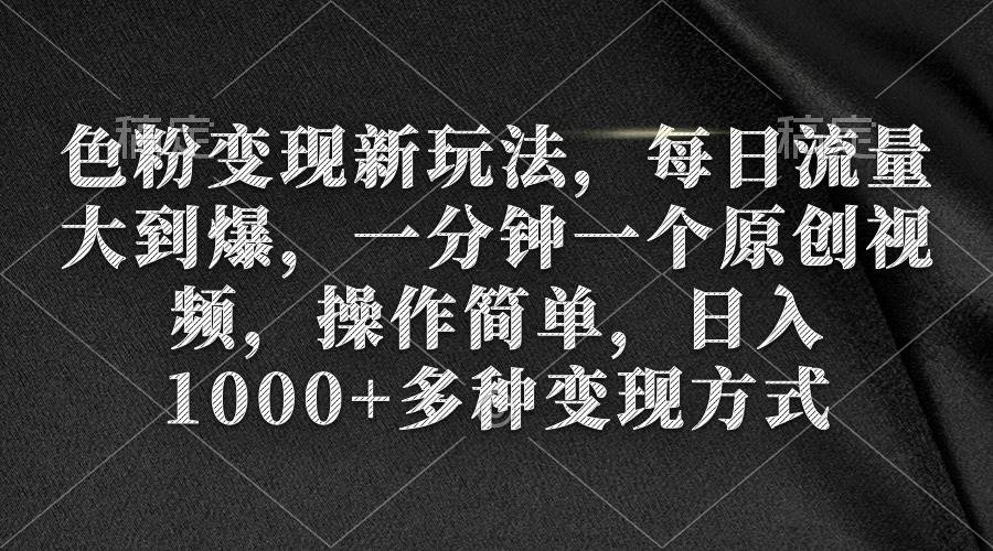 色粉变现新玩法，每日流量大到爆，一分钟一个原创视频，操作简单，日入1000+_金轩项目库