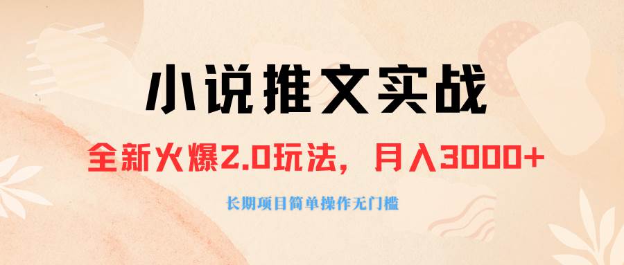 外面收费990的小说推广软件，零粉丝可变现，月入3000+，小白当天即上手_金轩项目库