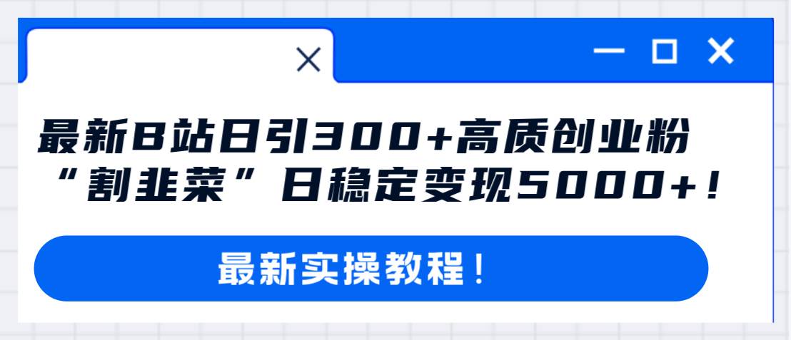 最新B站日引300+高质创业粉教程！“割韭菜”日稳定变现5000+！_金轩项目库