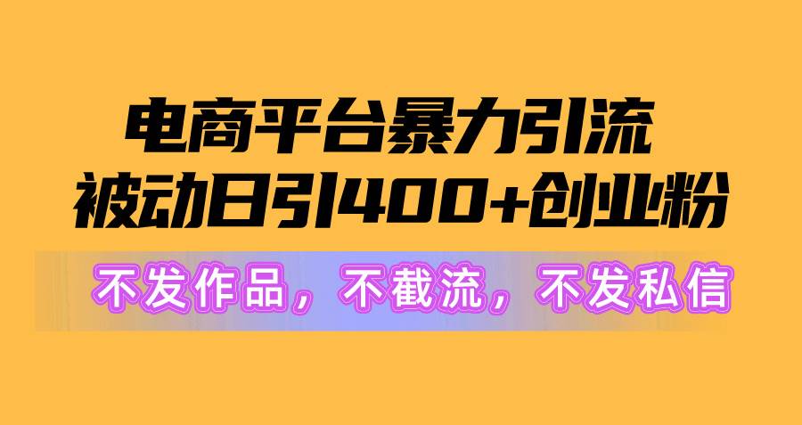 电商平台暴力引流,被动日引400+创业粉不发作品，不截流，不发私信_金轩项目库