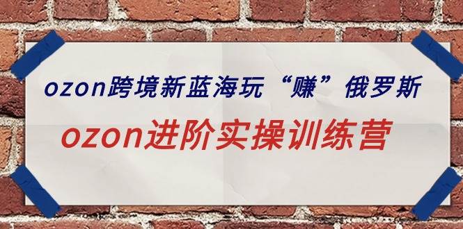 ozon跨境新蓝海玩“赚”俄罗斯，ozon进阶实操训练营_金轩项目库