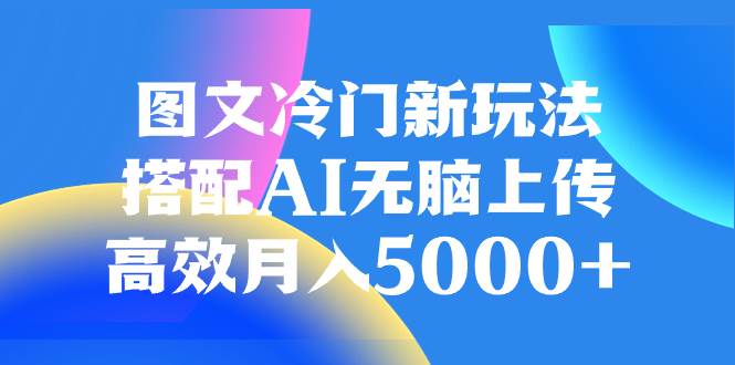 图文冷门新玩法，搭配AI无脑上传，高效月入5000+_金轩项目库