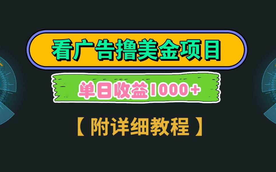 Google看广告撸美金，3分钟到账2.5美元 单次拉新5美金，多号操作，日入1千+_金轩项目库
