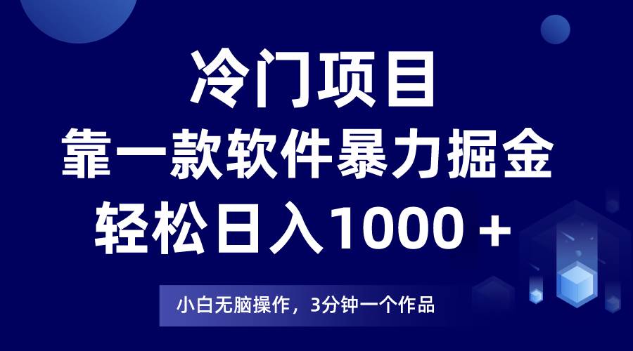 冷门项目，靠一款软件暴力掘金日入1000＋，小白轻松上手第二天见收益_金轩项目库