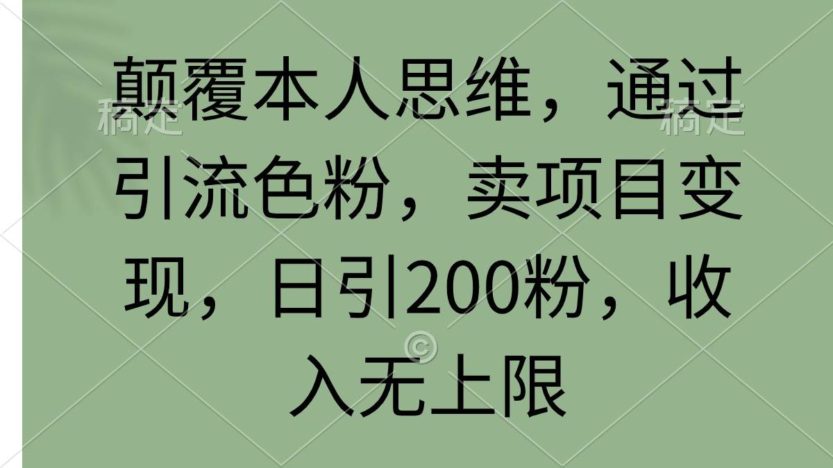 颠覆本人思维，通过引流色粉，卖项目变现，日引200粉，收入无上限_金轩项目库