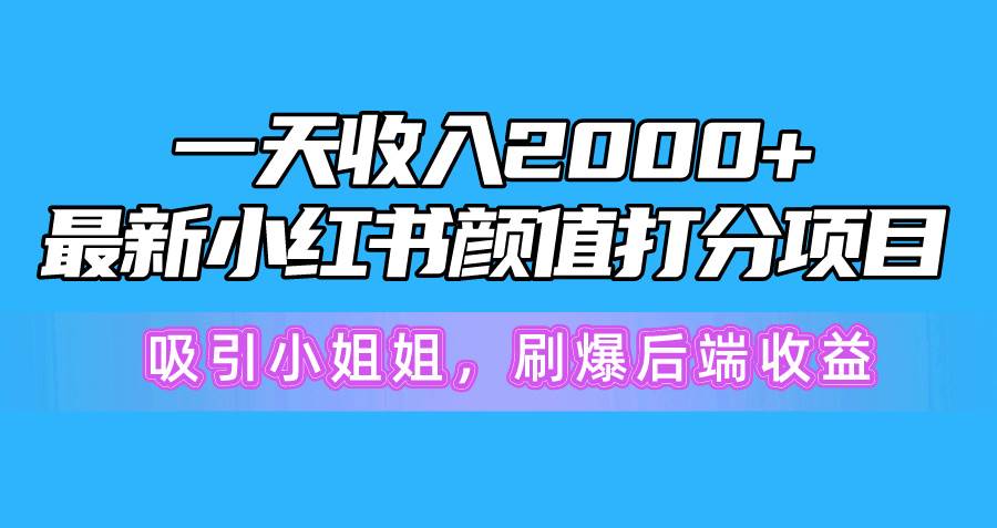 一天收入2000+，最新小红书颜值打分项目，吸引小姐姐，刷爆后端收益_金轩项目库