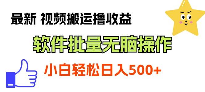 最新视频搬运撸收益，软件无脑批量操作，新手小白轻松上手_金轩项目库