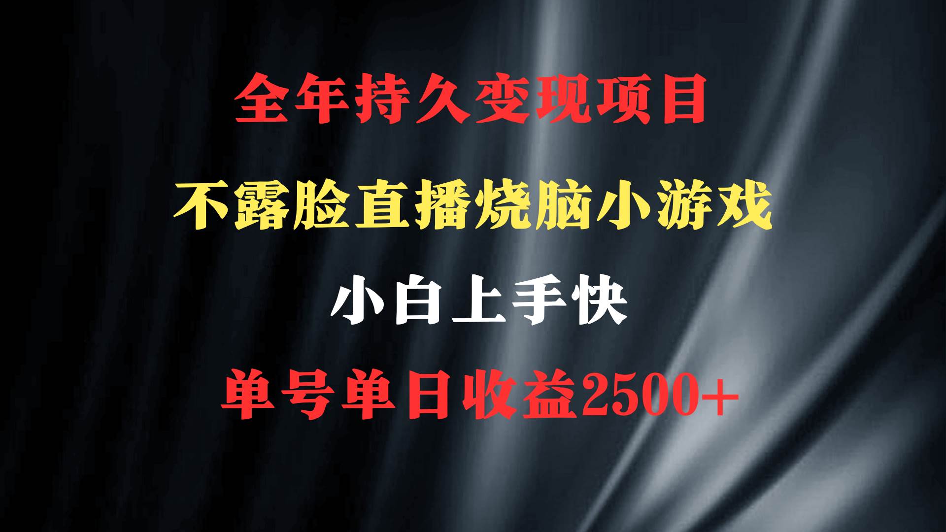 2024年 最优项目，烧脑小游戏不露脸直播  小白上手快 无门槛 一天收益2500+_金轩项目库