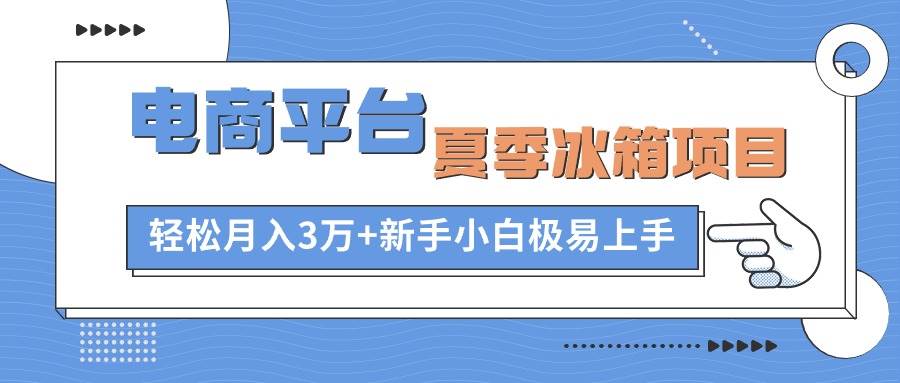电商平台夏季冰箱项目，轻松月入3万+，新手小白极易上手_金轩项目库