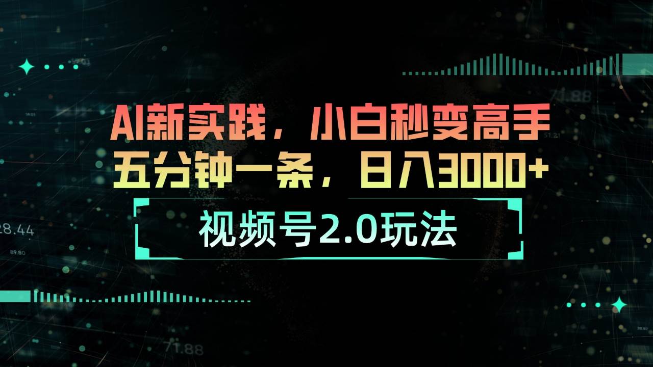 视频号2.0玩法 AI新实践，小白秒变高手五分钟一条，日入3000+_金轩项目库