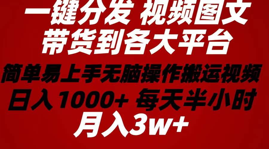 2024年 一键分发带货图文视频  简单易上手 无脑赚收益 每天半小时日入1…_金轩项目库