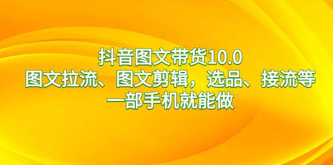 抖音图文带货10.0，图文拉流、图文剪辑，选品、接流等，一部手机就能做_金轩项目库