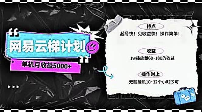 2024网易云云梯计划 单机日300+ 无脑月入5000+_金轩项目库