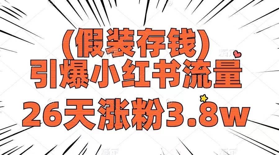 假装存钱，引爆小红书流量， 26天涨粉3.8w，作品制作简单，多种变现方式_金轩项目库