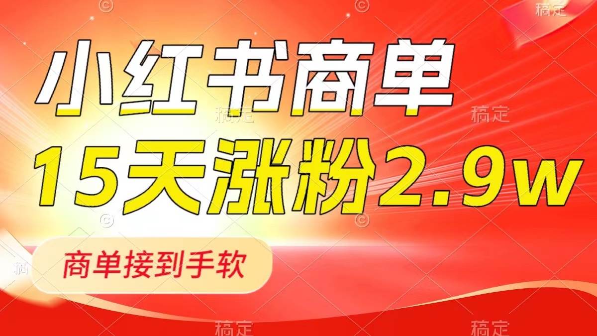 小红书商单最新玩法，新号15天2.9w粉，商单接到手软，1分钟一篇笔记_金轩项目库