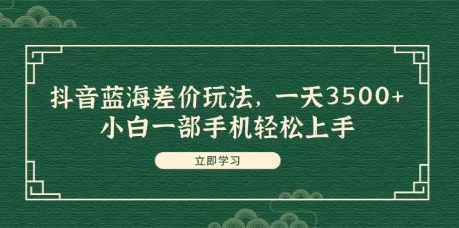 抖音蓝海差价玩法，一天3500+，小白一部手机轻松上手_金轩项目库