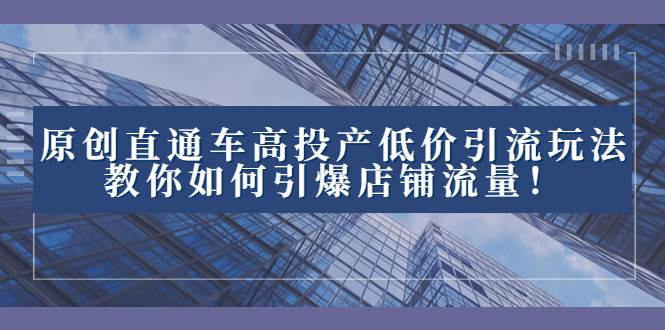 2023直通车高投产低价引流玩法，教你如何引爆店铺流量！_金轩项目库