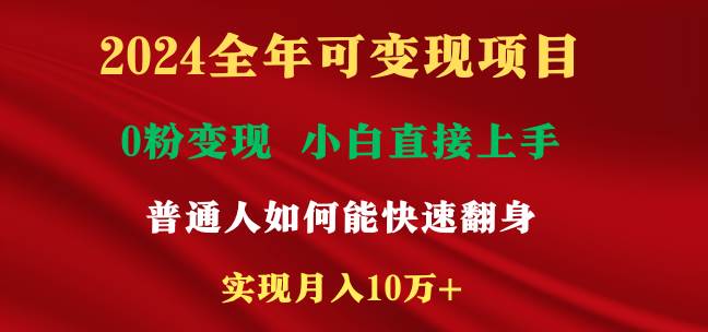 2024全年可变现项目，一天收益至少2000+，小白上手快，普通人就要利用互…_金轩项目库