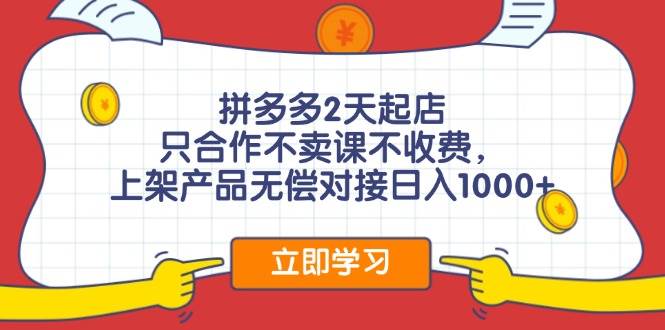 拼多多0成本开店，只合作不卖课不收费，0成本尝试，日赚千元+_金轩项目库
