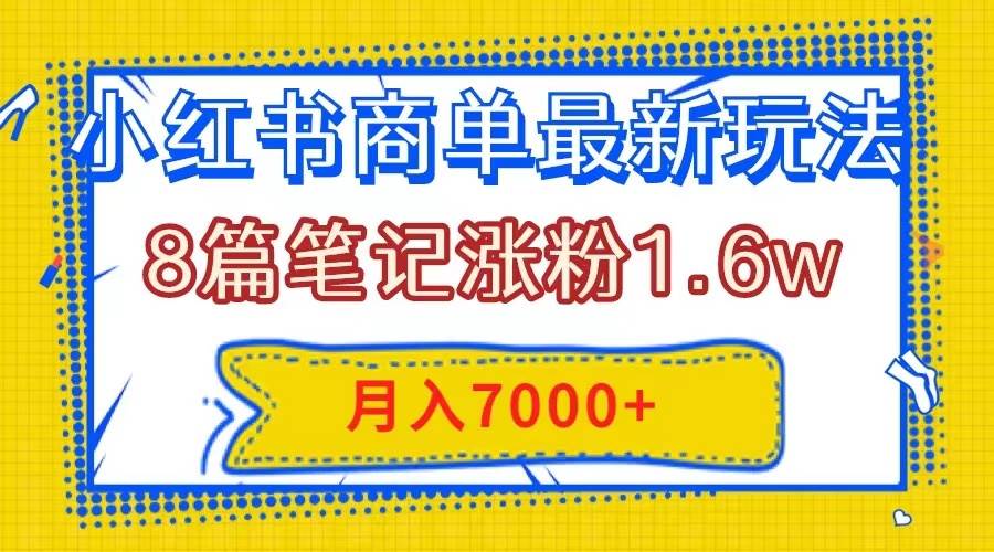 小红书商单最新玩法，8篇笔记涨粉1.6w，几分钟一个笔记，月入7000+_金轩项目库