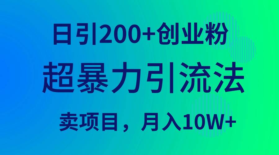 超暴力引流法，日引200+创业粉，卖项目月入10W+_金轩项目库