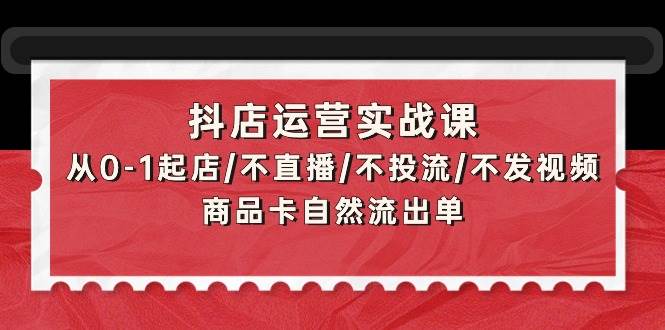 抖店运营实战课：从0-1起店/不直播/不投流/不发视频/商品卡自然流出单_金轩项目库