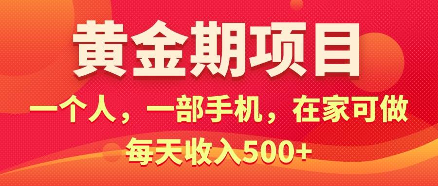黄金期项目，电商搞钱！一个人，一部手机，在家可做，每天收入500+_金轩项目库