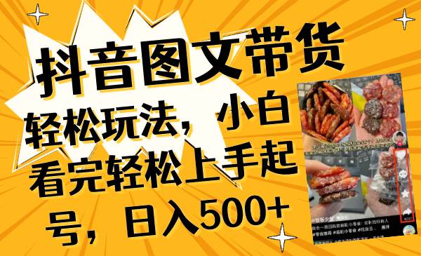 抖音图文带货轻松玩法，小白看完轻松上手起号，日入500+_金轩项目库