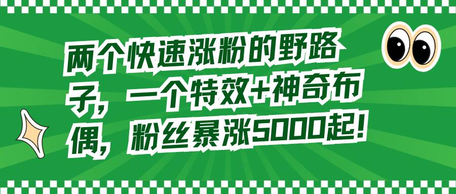 两个快速涨粉的野路子，一个特效+神奇布偶，粉丝暴涨5000起！_金轩项目库