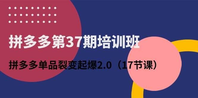 拼多多第37期培训班：拼多多单品裂变起爆2.0（17节课）_金轩项目库