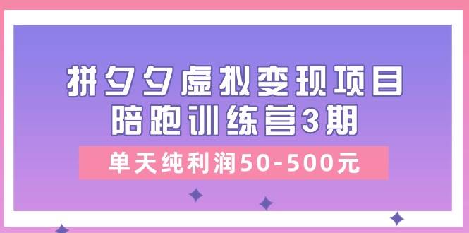 某收费培训《拼夕夕虚拟变现项目陪跑训练营3期》单天纯利润50-500元_金轩项目库