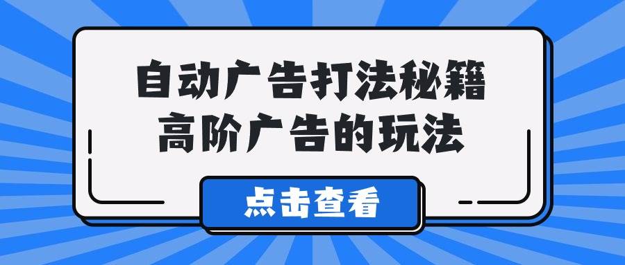 A lice自动广告打法秘籍，高阶广告的玩法_金轩项目库