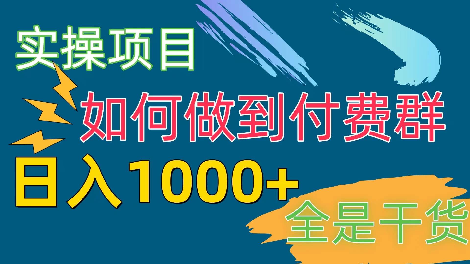 [实操项目]付费群赛道，日入1000+_金轩项目库