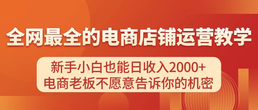 电商店铺运营教学，新手小白也能日收入2000+，电商老板不愿意告诉你的机密_金轩项目库