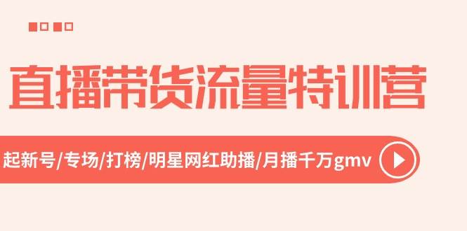 直播带货流量特训营，起新号-专场-打榜-明星网红助播 月播千万gmv（52节）_金轩项目库