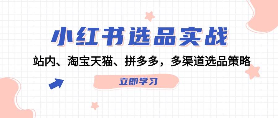 小红书选品实战：站内、淘宝天猫、拼多多，多渠道选品策略_金轩项目库