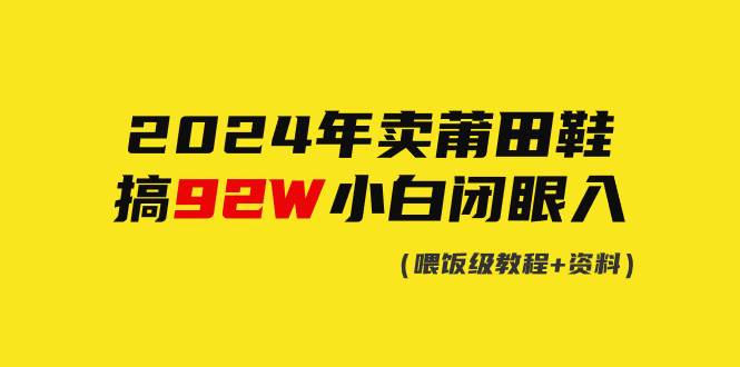 2024年卖莆田鞋，搞了92W，小白闭眼操作！_金轩项目库