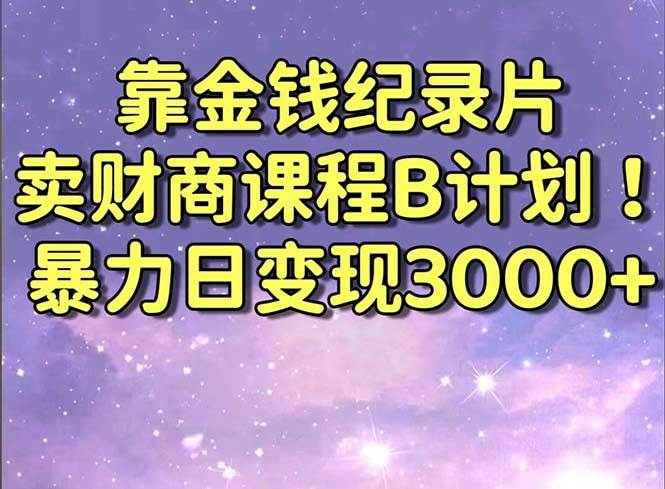 靠金钱纪录片卖财商课程B计划！暴力日变现3000+，喂饭式干货教程！_金轩项目库