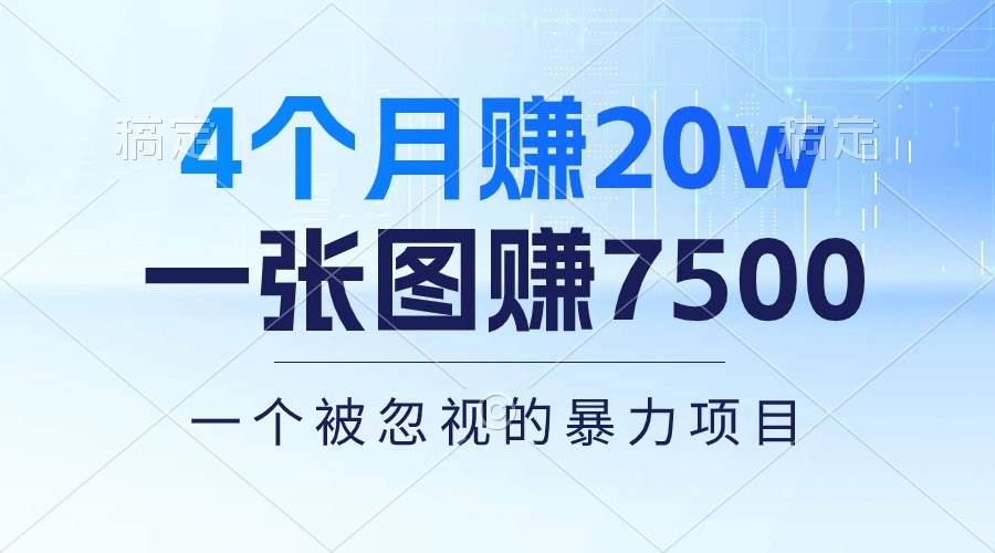 4个月赚20万！一张图赚7500！多种变现方式，一个被忽视的暴力项目_金轩项目库