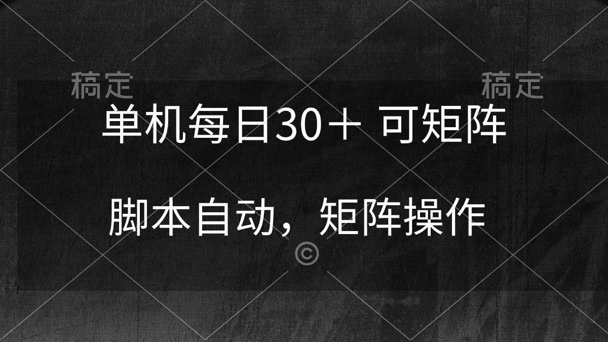 单机每日30＋ 可矩阵，脚本自动 稳定躺赚_金轩项目库