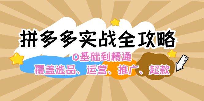 拼多多实战全攻略：0基础到精通，覆盖选品、运营、推广、起款_金轩项目库