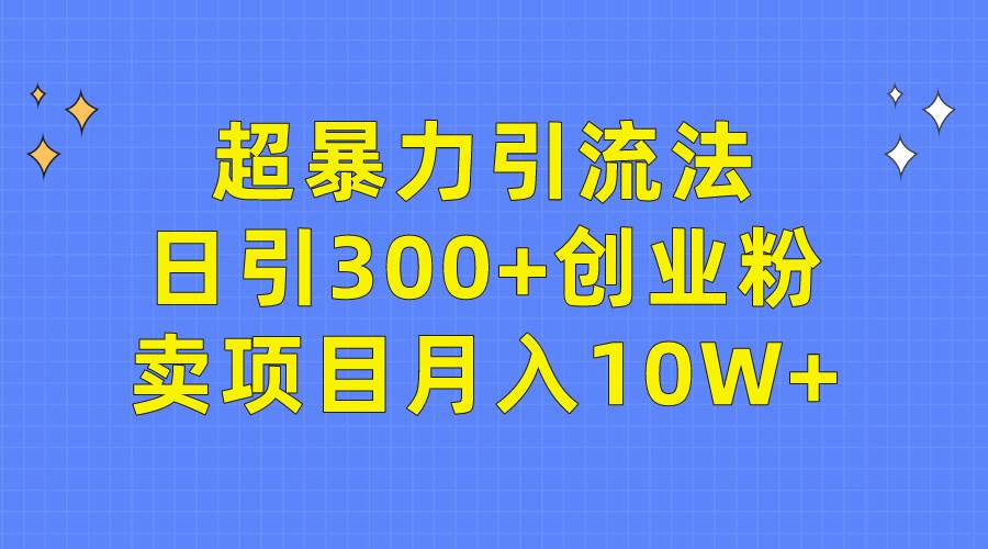 超暴力引流法，日引300+创业粉，卖项目月入10W+_金轩项目库