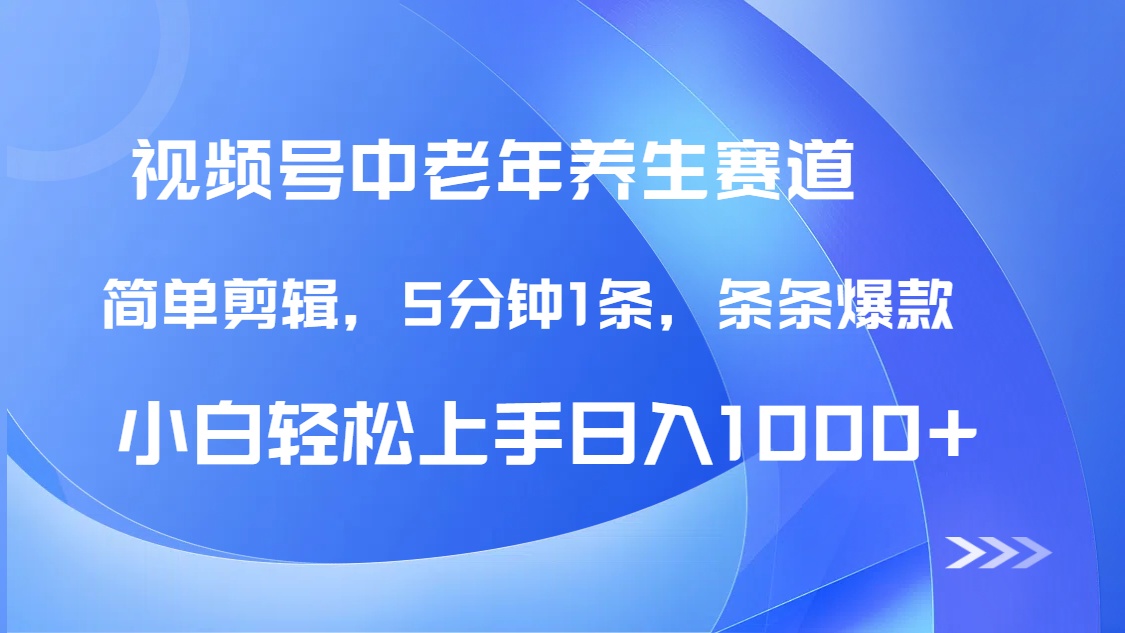 DeepSeek+既梦做视频号中老年养生赛道，条条爆款5分钟1条，轻松日入1000+_金轩项目库