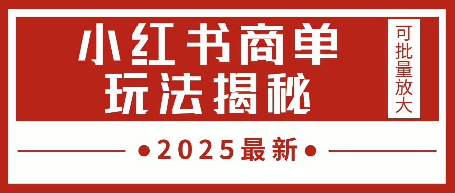 2025最新，小红书商单玩法揭秘，每天5分钟，单个账号日入300+，可批量放大_金轩项目库