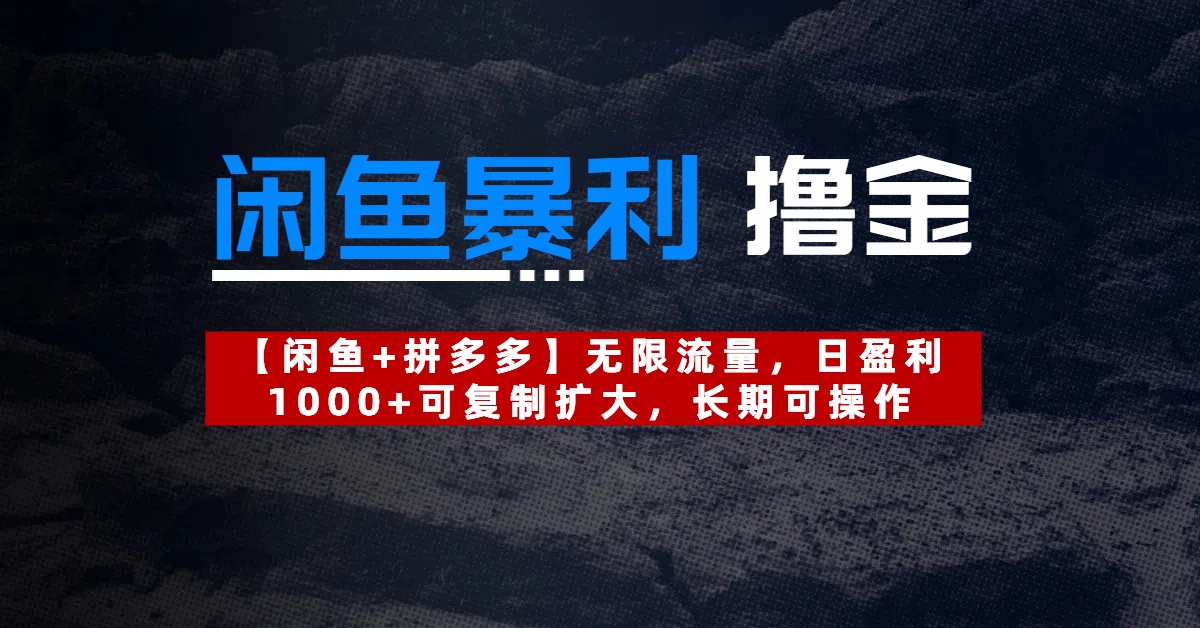 【闲鱼暴利撸金】无限流量，日盈利1000+可复制扩大，长期可操作_金轩项目库