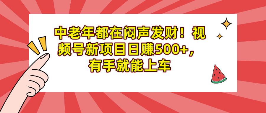 中老年都在闷声发财！视频号新项目日赚500+，有手就能上车_金轩项目库